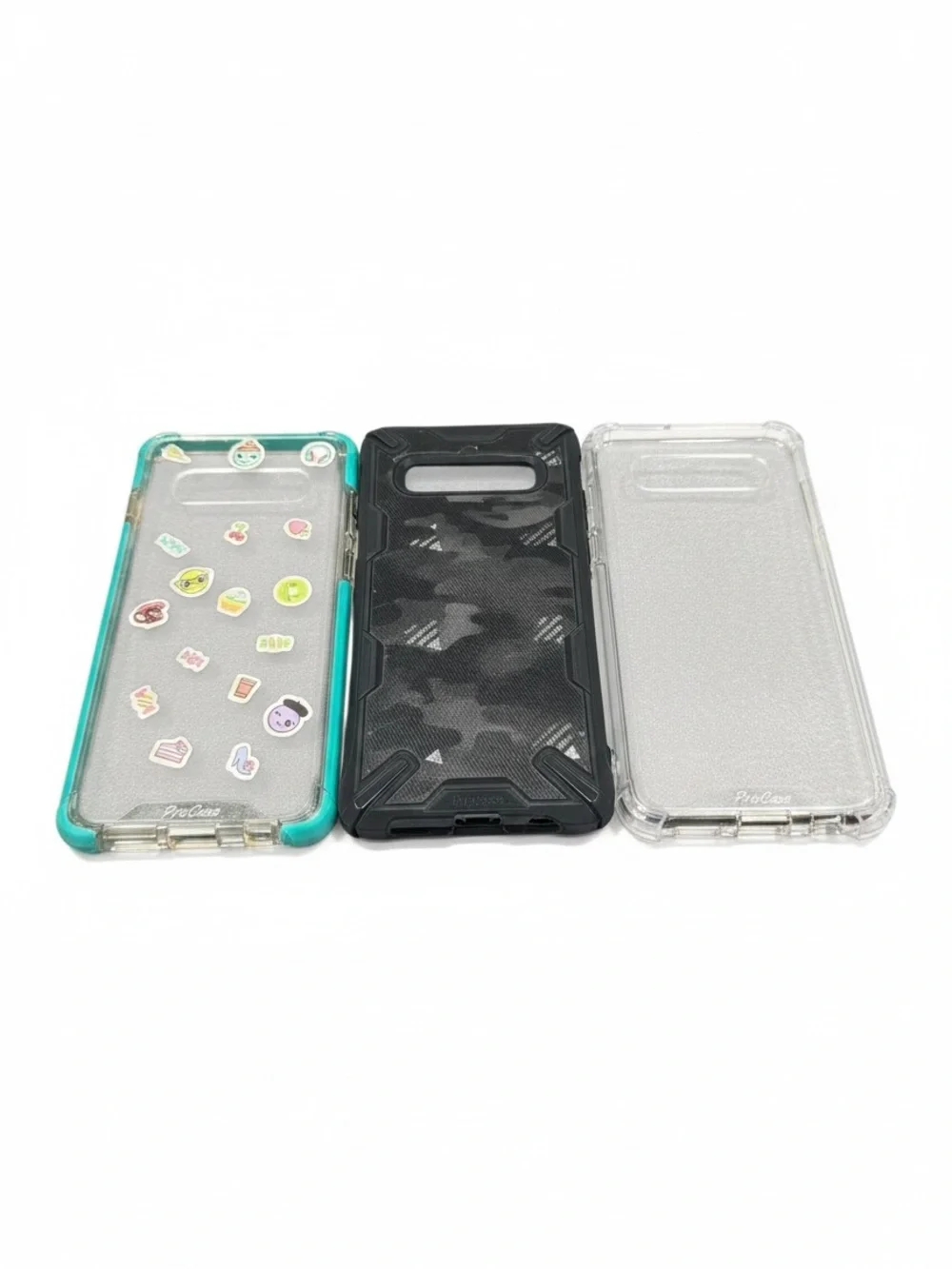 Samsung Galaxy S10 Plus Clear, Teal, and Black Protective Phone Case Trio